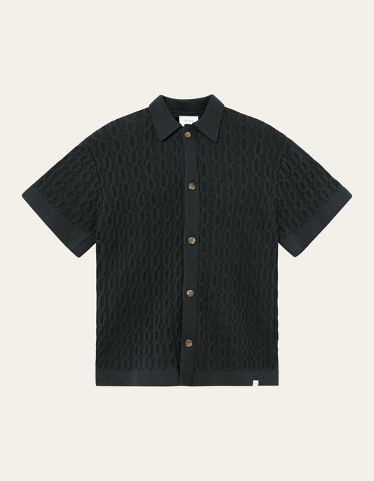 Garrett Knitted SS Shirt dark navy