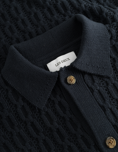 Garrett Knitted SS Shirt dark navy