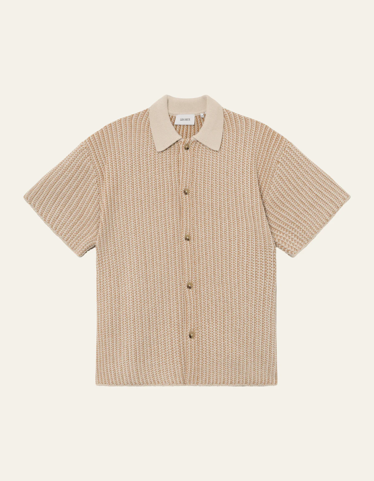 Easton Knitted Shirt Camel/Ivory