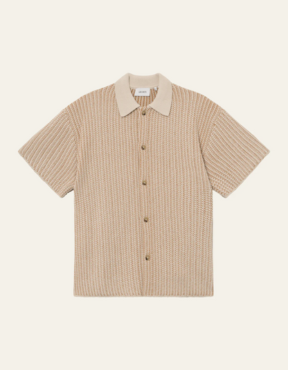 Easton Knitted Shirt Camel/Ivory