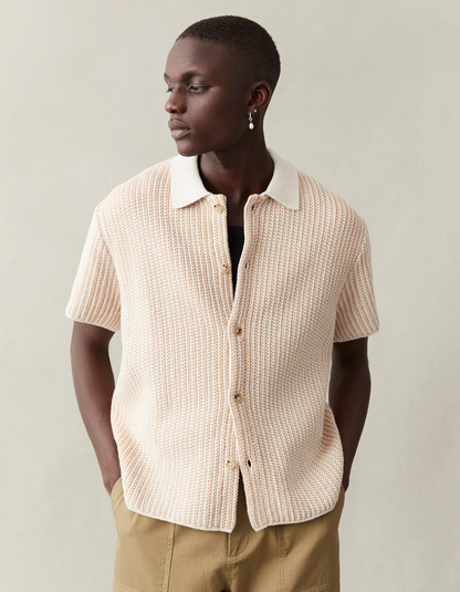 Easton Knitted Shirt Camel/Ivory