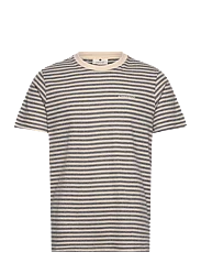 AKROD S/S COT/LINEN STRIPE TEE sky captain