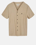 AKDAN S/S V-NECK SHIRT Brown Rice