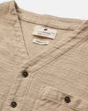 AKDAN S/S V-NECK SHIRT Brown Rice