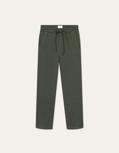 Como tapered drawstring pants forest green