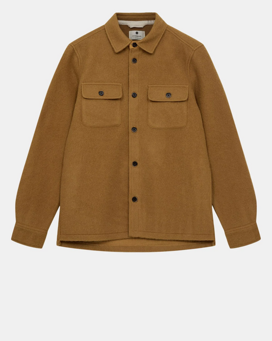 Akoscar boiled wool overshirt wood thrush